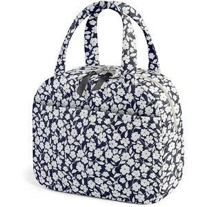 Women's Reusable Insulated Lunch Tote Bag Navy Floral Cooler Work Office Travel